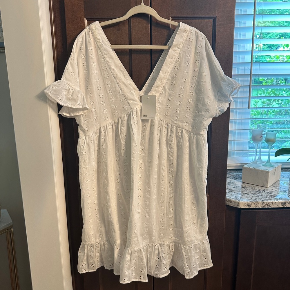 ASOS White Cotton Eyelet Dress